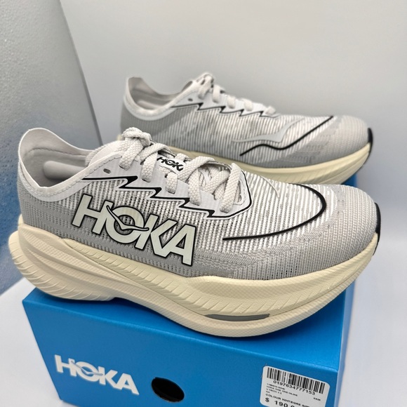 NWT Hoka Mach X 2 U Unisex in White / Cosmic Grey Sneakers Running Shoes NEW - Picture 1 of 16